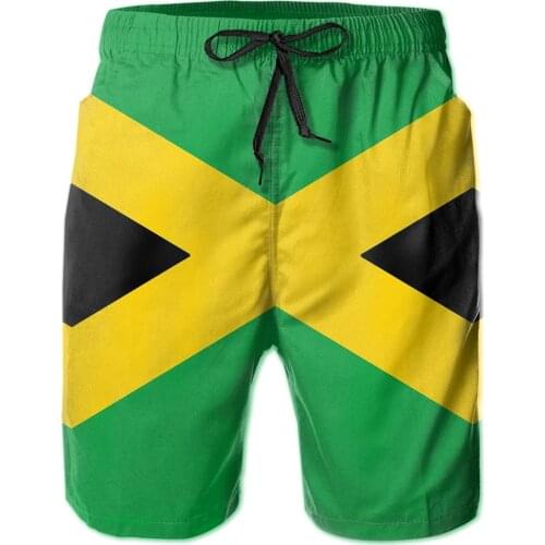 Male Shorts Beach R333 Breathable Quick Dry Humor Graphicbasketball Jamaica Colors (Horizontal)