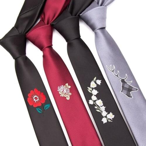Men Tie Fashion Embroidered Flower Ties for Men Neck Tie 5cm Slim Corbatas Cravat Wedding Party Bowtie Male Dress Gift Necktie