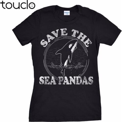New Brand Fashion Street wear T-Shirt Clothes Womens Save The Sea Pandas Funny Whale Orca Dolphin Ocean Life Tee Shirt