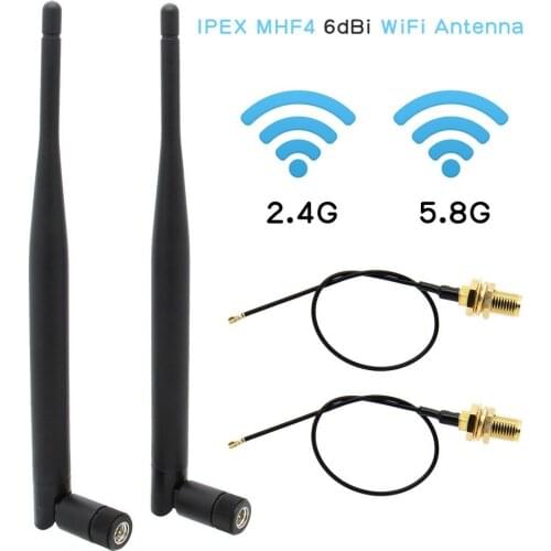 NVIDIA Jetson Xavier NX M.2 NGFF Card Dual Band WiFi Antenna 6dBi IPEX MHF4 to RP SMA Female Extension Cable (2Pcs)