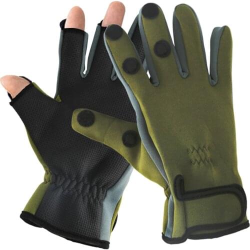 Fishing Gloves Men 3 Half-Finger Breathable Waterproof Anti-Slip Glove Neoprene&PU Sports Cycling Hiking Gloves