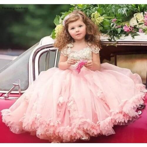 2019 Cheap Lovely For Country Garden Blush Pink Flower Girl Dresses Daughter Toddler Pretty Kids Pageant Formal First Holy Gowns