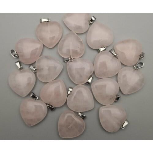 Fashion Roses Quartz heart high quality Natural stone Point charm pendant for Jewelry making 12 24 36 50pcs/lot Free shipping