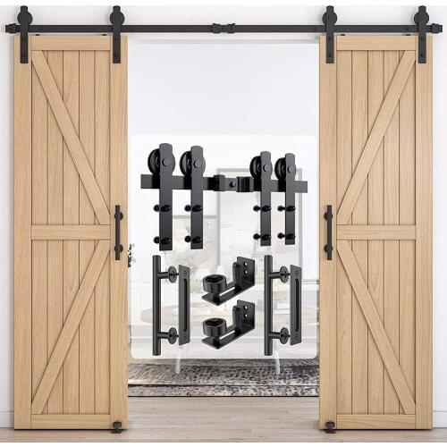 Heavy Duty Sturdy Sliding Barn Door Hardware Kit Door Slides for Single Door Include 1 Door Handle and Floor Guide Set
