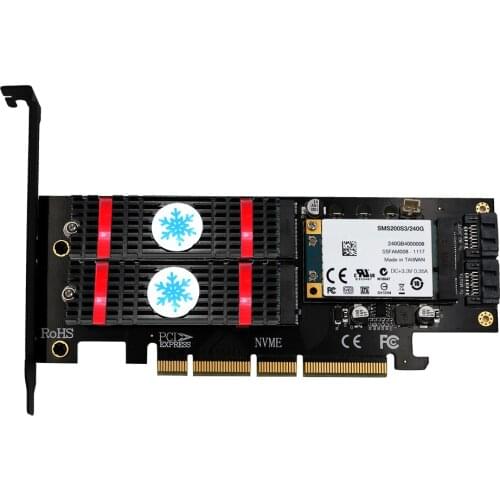 QINDIAN NVME M.2 NGFF MSATA SSD PCI Express Riser Card PCI-E PCI E PCIE to M2 Adapter M.2 Raiser M2 SATA Adapter M.2 SSD Cooling
