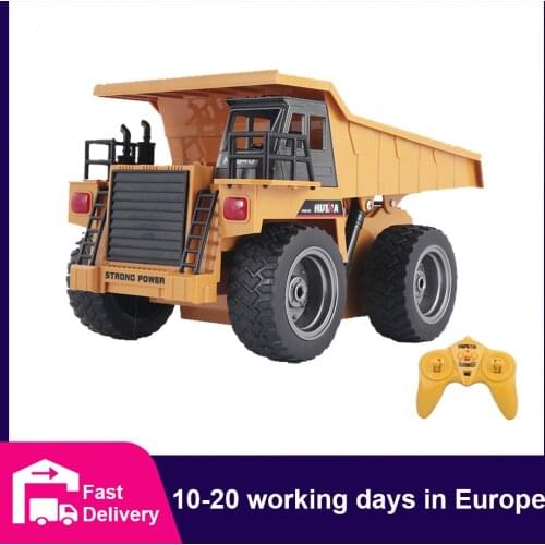 HUINA 1:18 RC Truck Dumper Caterpillar Alloy Tractor Model Engineering Cars Excavator 2.4GHz Radio Controlled Car Toys For Boys