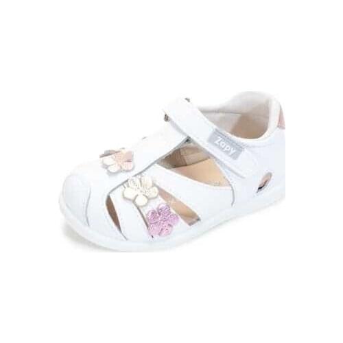 Sandals for girl with flowers and velcro from Zapy