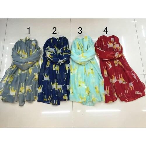 2016 New Labrador Print Scarves Women Dog Animal Print Scarves Wrap Shawls Cute Dog Hijab And Scarves Free Shipping