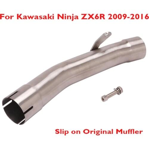 Motorcycle Exhaust Pipe Connection Link Tube Middle Mid Link Connector Section for Kawasaki Ninja ZX6R ZX636 2009-2016