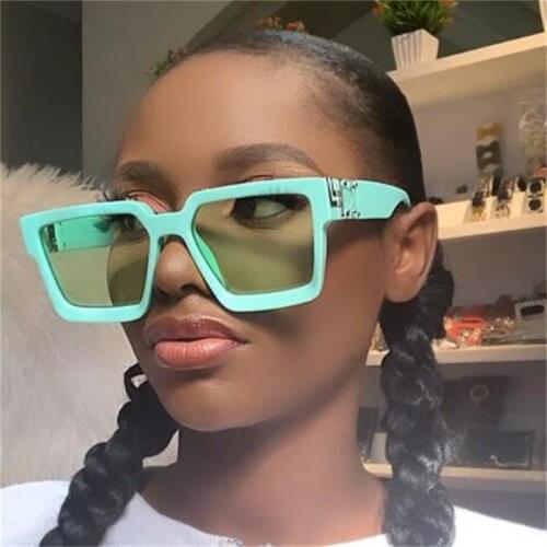 Famous Brand Green Square Sunglasses Women Luxury Designer Millionaire Sun Glasses Men Vintage Fashion Candy Color Eyeglasses