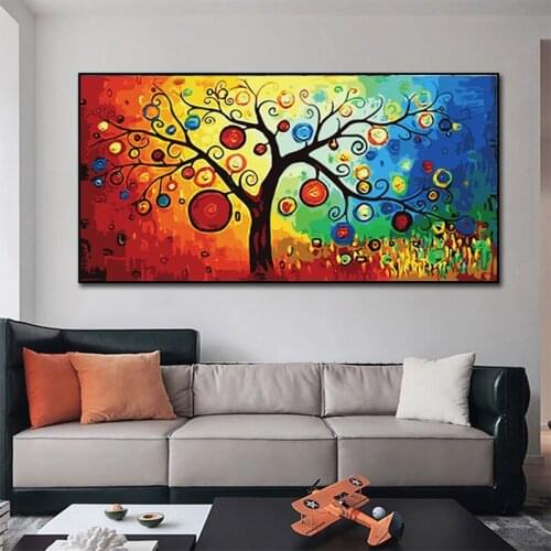 Modern Abstract Tree of Life Money Tree Oil on Canvas Painting Wall Art Posters and Prints Wall Art Picture Home Decoration
