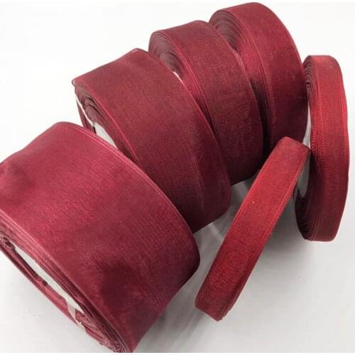 Wholesale 25 Yards Wine Silk organza Ribbon Wedding Party Decoration Gift Wrapping Christmas New Year Apparel Sewing Fabric 48