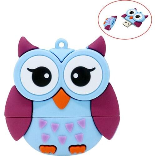 Owl Personalizado Pendrive 128 gb Silicone baratos Stick Red Blue 4GB 8GB 16GB 32GB 64GB usb 2 flash drive 256GB 128GB Pendriver