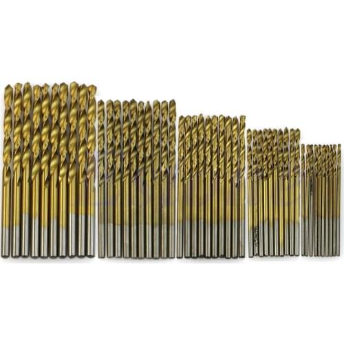 1/1.5/2/2.5/3mm Titanium Coated HSS High Speed Steel Drill Bit Set Tool 50Pcs