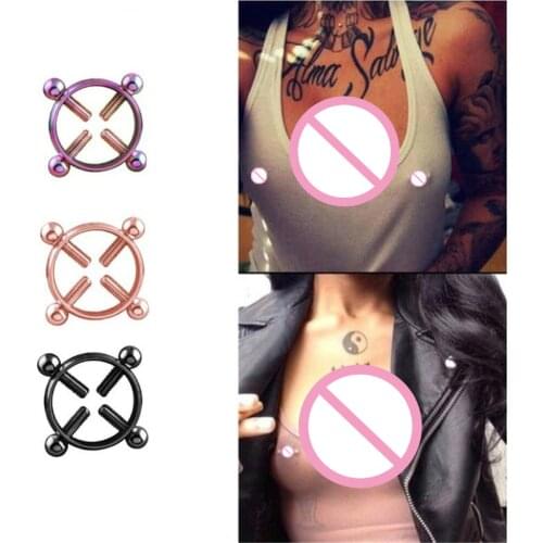 1 Pair 2 Pcs Stainless Steel Round Non Piercing Nipple Ring Shield Body Piercing Jewelry Nipple Clamps Adult Game for Women
