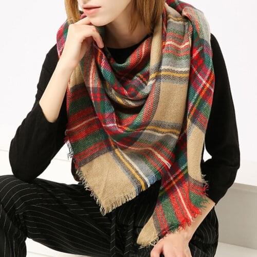 2017 Fashion Luxury Brand Winter Triangle Scarf Designer For Women Fashion Shawls Warm Acrylic Blanket Wraps Scarves 140+140+220