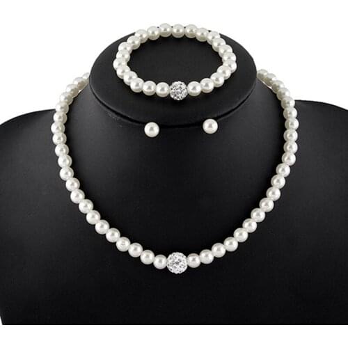 2020 New Classic Simulated Pearl Jewelry Sets Fashion Wedding Engagement Jewelry Necklace/Earrings/bracelet Sets For Women Gifts
