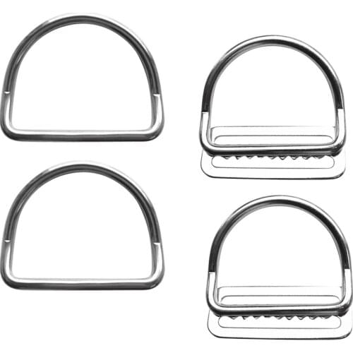 4Pcs/Set Strong 316 Stainless Steel Universal 2'' Scuba Diving Weight Belt Keeper Retainer Holder & Bent D Ring Accessories