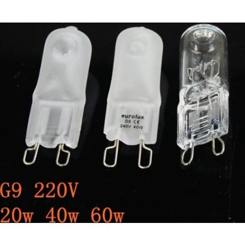 4pcs/lot G9 Halogen Bulb 25w/40w/60w 220V 2700K Warm White For Wall Lamp Clear Glass