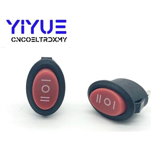 5Pcs Rocker Switch Ellipse Red KCD1 3Pin three position Seesaw Power switch 6A/250VAC 10A/125VAC