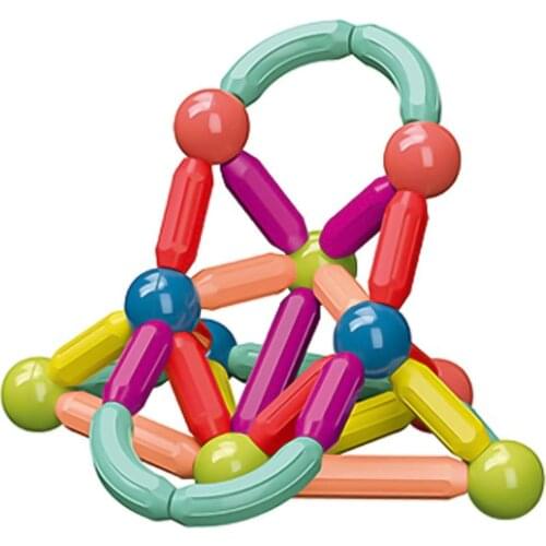 64pcs Educational Magnetic Building Block Construction Toy Children 3D Magnet Build Puzzle Colorful Magnetic Bar Home Toy Gift