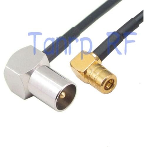 6in TV male plug to SMB female both right angle 90 degree RF adapter 15CM Pigtail coaxial jumper RG174 extension cord cable