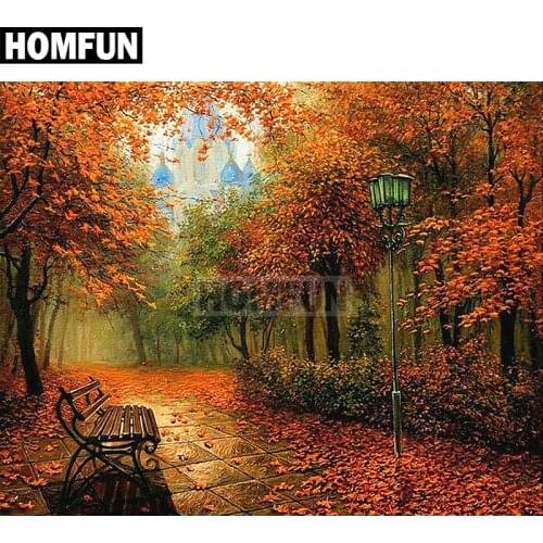 HOMFUN Full Square/Round Drill 5D DIY Diamond Painting "Autumn forest" Embroidery Cross Stitch 5D Home Decor Gift A02383