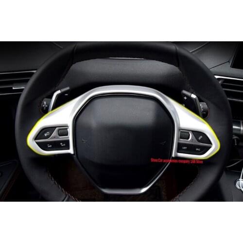 Car styling 1PCS Interior ABS Matte Steering Wheel Cover Trim For Peugeot 3008 GT 2016 2017