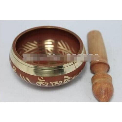 Free shipping 425Nepalese Old TIBETAN SINGING BOWL Tibet Chinese Old Copper Singing Buddha Bowl 80mm Diameter Wholesale 2pcs