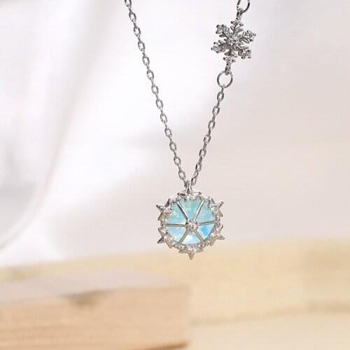 Bohemia Silver Color Dream Snowflake CZ Crystal Pendant Choker 2021 Korean Fashion Women Wedding Necklace Christmas Gift Jewelry