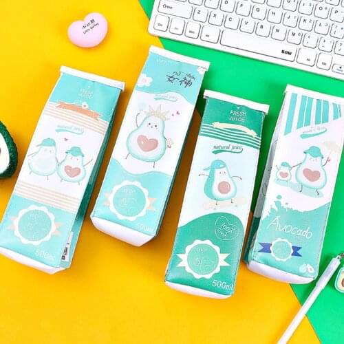 Avocado Pencil Case Student Portable Large Capacity Fun Milk Box Stationery