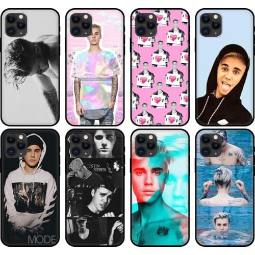Black tpu case for iphone 5 5s se 2020 6 6s 7 8 plus x 10 XR XS 11 12 mini pro MAX back cover Justin Bieber