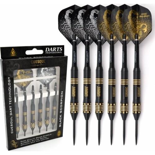 CUESOUL Black Scorpion 20g/22g/24g Darts - Pack of 6 Pcs, Steel Tip Brass Dart Set