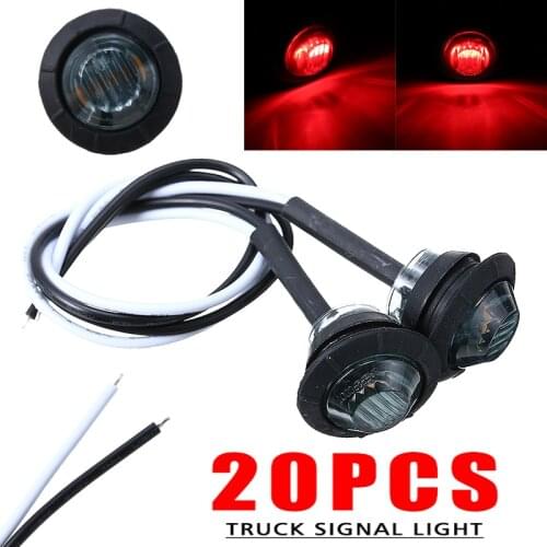 20pcs 12V 1W 3/4 inch 80LM Red LED Round Side Marker Lights Truck Trailer Clearance Signal Lamps 80LM Kit Parts