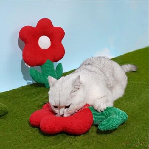 Interactive Kitty Plush Teething Clean Catnip Cat Toys Chew Toy for Indoor Cats with Cute Flower Shaped Soft Kitten Pet Supplies