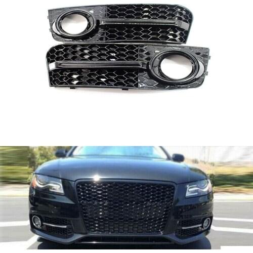 JanDeNing 2PCS Front bumper Left& Right Side Fog Light Lower Grille Cover For Audi A4 B8 S4 2009-2012