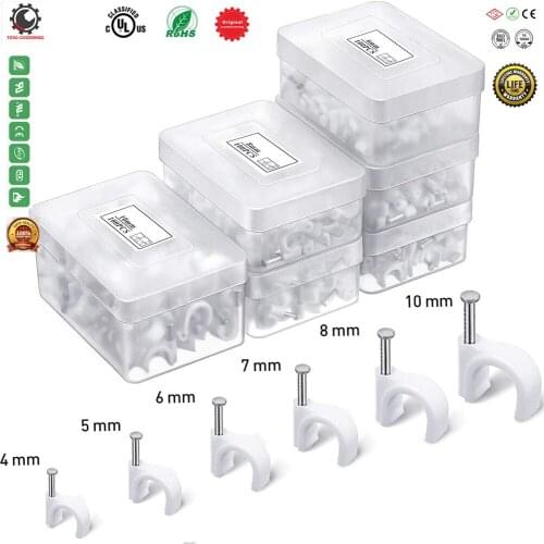 Cable Clips with Steel Nails Nylon Wire Holders Mounting Wire Clips Cable Management for Home Automotive, Marine,Office Wire