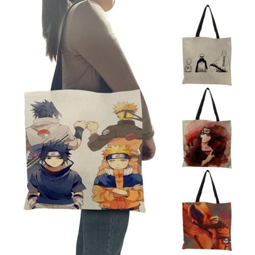 Classic Japanese Blood Anime Sasuke Print Tote Bag Large College School Should Bag Harajuku Handbag Shopping Bags