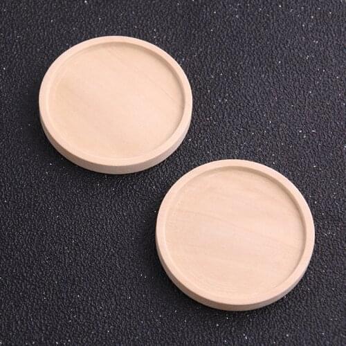 2pcs 40mm Inner Size Wood Color Round Wood Cabochon Base Setting Charms Pendant Necklace Findings