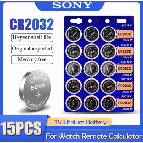 15PCS SONY CR2032 CR 2032 DL2032 ECR2032 BR2032 3V Lithium Battery For Watch Toy Calculator Car Remote Control Button Coin Cell