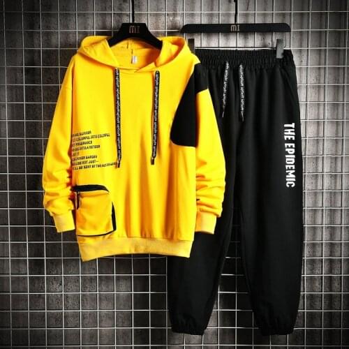 Men Tracksuit 2021 Street Trend Hip Hop 2 Piece Set Fashion Hooded Sweatshirts And Sweatpant