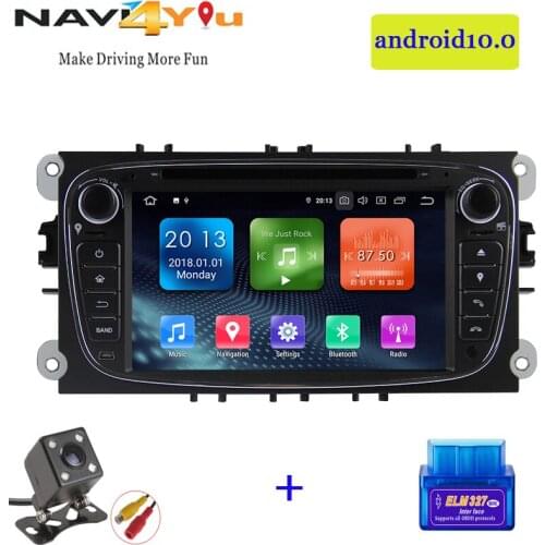 Navi4you 7" 2Din RK PX30 Android 10.0 2G+16G Car DVD Player for Ford FOCUS Galaxy C-Max S-Max with GPS BT RDS TPMS DVR DAB+ WIFI