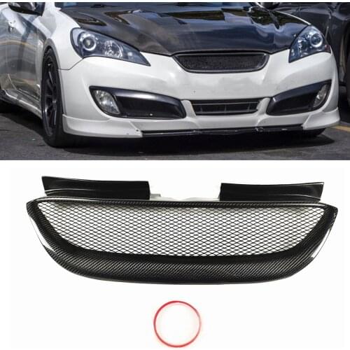 Carbon Fiber Black Front Mesh Grill Cover For Hyundai Genesis Coupe 2008 2009 2010 2011 2012 AA