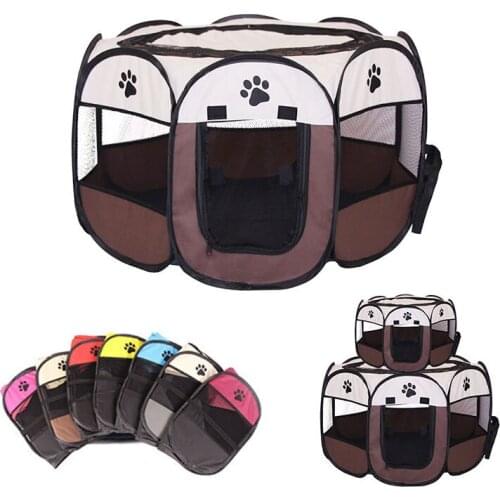 Portable Folding Pet Tent Dog House Pet Cage Breathable Outdoor Kennels Fences Pet Cats Delivery Room Octagonal Playpen Pet Bed