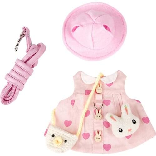 Cute Bunny Vest Hamster Harness Outdoor Leash Set Rabbit Clothing Skirt Pet Small Animal Clothes with Walking Traction Rope