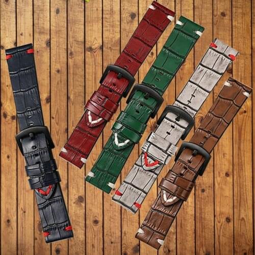 Handmade Vintage Cow Leather Watch Strap 5 Colors Available Vintage Watch Band 20mm 22mm For Panerai Citizen Casio Seiko + Tool