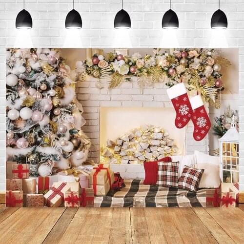 Yeele Christmas Photography Backdrop Fireplace Tree Gift Pillow Photocall Party Decor Background Photographic Baby Photo Studio