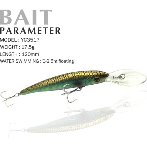 Fishing Lure 120mm/17.5g 0-2.5m Floating Hard Bait Minnow 3D eyes Strong Temptation high-carbon steel Hook Colorful fishing lure