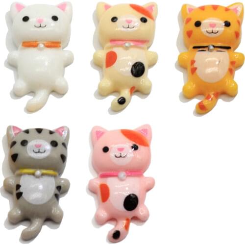 Resin Merry Cat Kitty Japan German Small Statue Flatback Cabochon Mini Figurine Crafts Ornament Miniatures Play House Ca