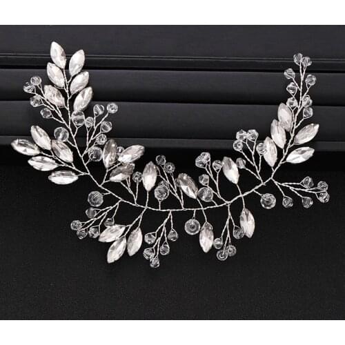 Wedding Tiara Rhinestone Crystal Hair Band Handmade Headdress Silver Color Bride Hair Jewellery Wedding Headband Princess Tiara